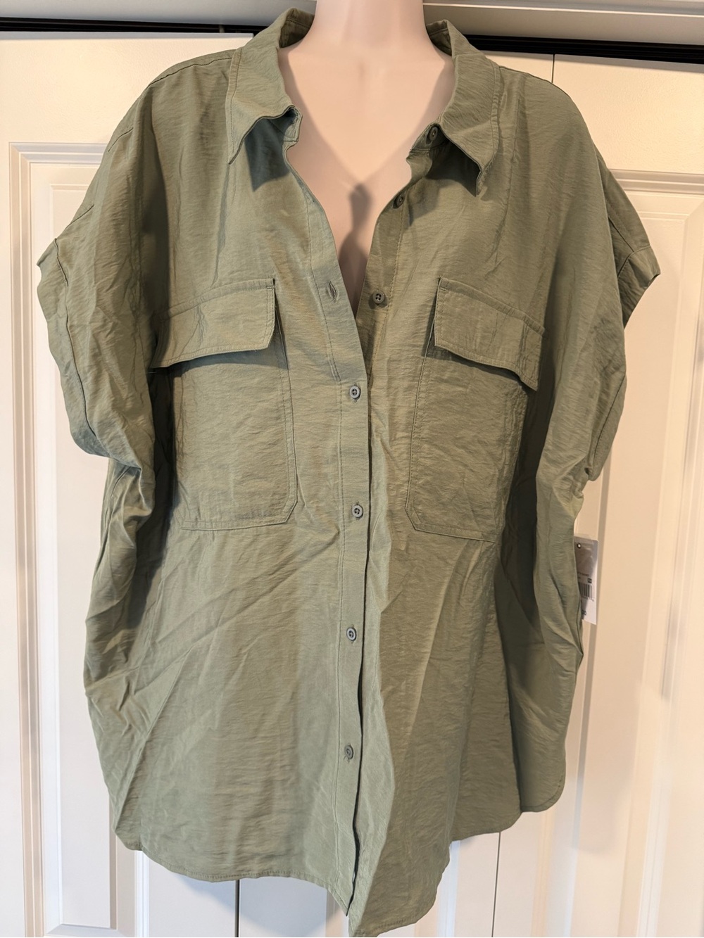 Ophelia Roe moss green utility shirt blouse 3X new